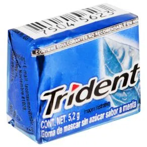 Chicle Trident 4's Menta 1 pza.  Adams