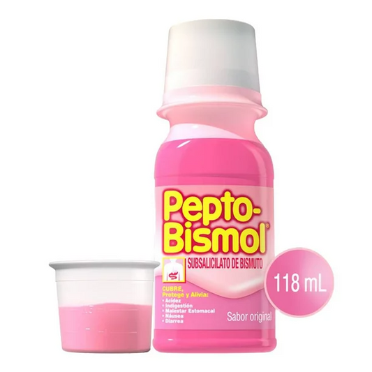 Pepto-Bismol Suspensión 118 ml, Lab. P&G (Subsalicilato de Bismuto 1.75 g / 100 ml)