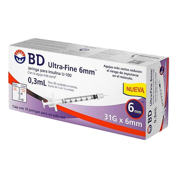 Jeringa Insulina BD Ultra-Fine 0.3 ml 31G x 6 mm 10 jeringas