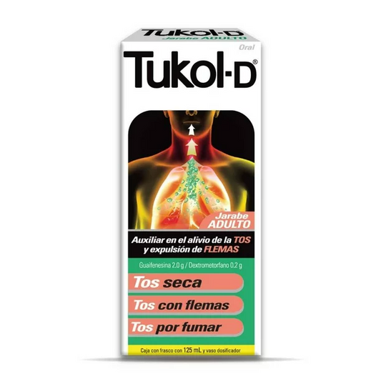 Tukol-D Adulto 125 ml Jarabe Lab. Genomma Labs (guaifenesina 2 g, Dextrometorfano 0.2 g)