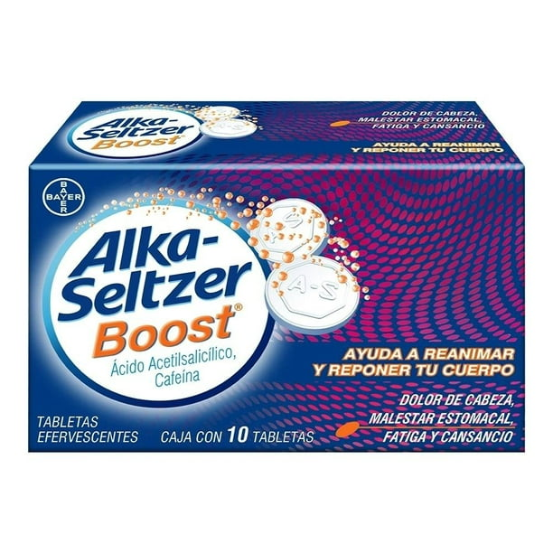 Alka-Seltzer Boost 10 tab. Tabletas (Efervecentes) Lab. Bayer (Ácido acetilsalicílico 0.500 g , Cafeína 0.065 g)