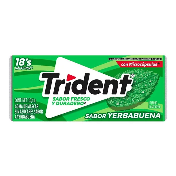 Chicle Trident 18's Yerbabuena 18 pzas  Adams