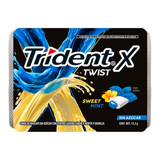 Chicle Trident twist menta-vainilla  carpeta con 7 pastillas