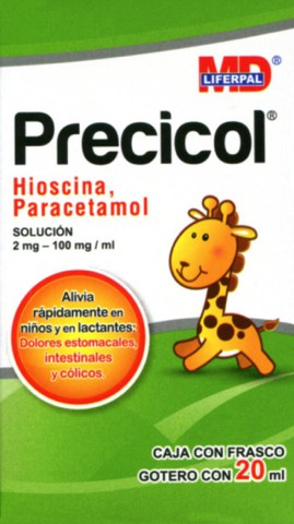 Precicol Solución 20 ml, Lab. LIFERPAL MD (Paracetamol 100 mg, Hioscina 2 mg)