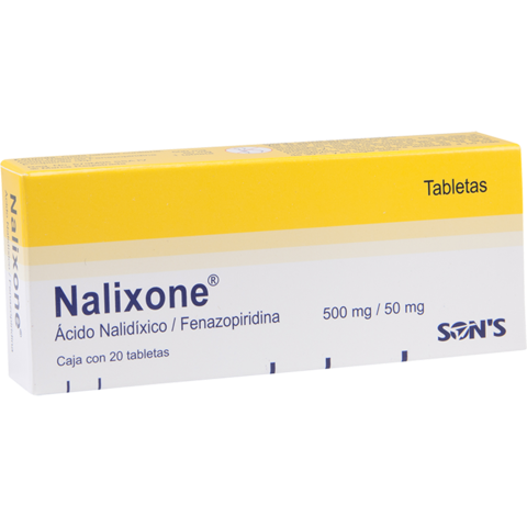 Nalixone 20 Tabletas Lab. Son's (Ácido nalidíxico 500.000 mg , Fenazopiridina 50.000 mg)