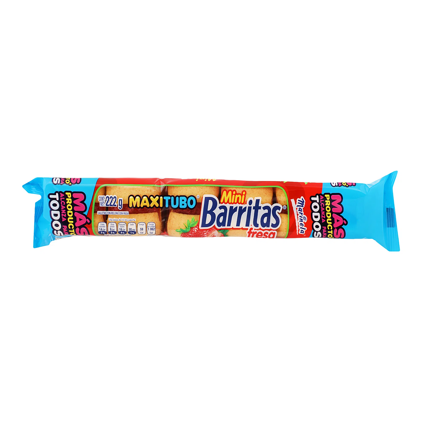 Galletas Tubo Barritas Fresa 222 g, Marinela