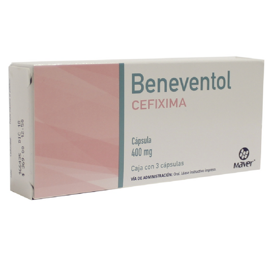 Beneventol 3 Cápsulas Lab. Maver (Cefixima 400.000 mg)