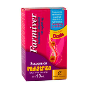 Farmiver Pediátrico 10 ml Suspensión (oral) Lab. Fármacos Continentales (Albendazol 200.000 mg / 10 ml , Quinfamida 100.000 mg / 10 ml)