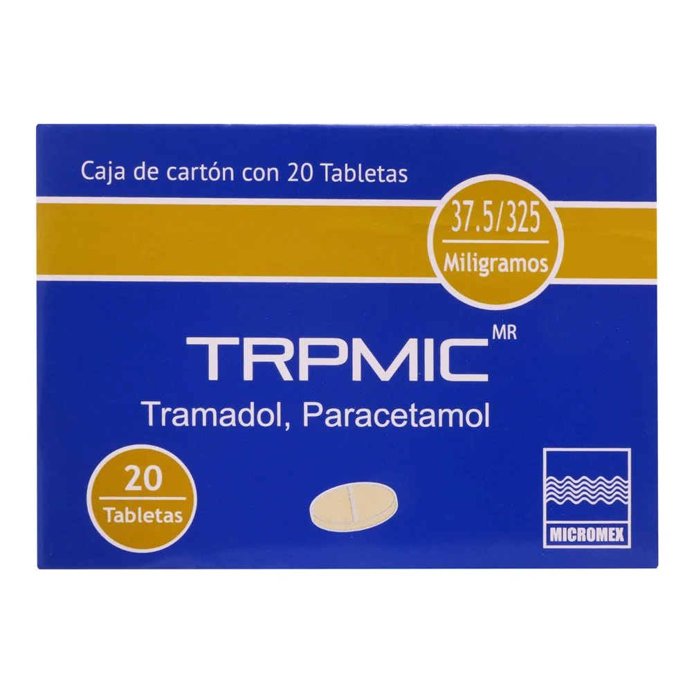 Trpmic 20 tabletas, Lab. Micromex (Tramadol 37.5 mg, Paracetamol 325 mg)