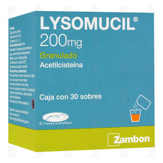 Lysomucil Granulado 30 sobres, Lab. Zambon (Acetilcisteína 200 mg)