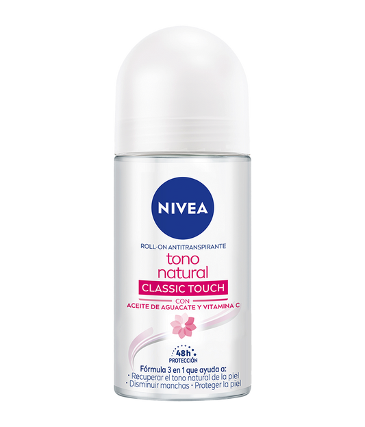 Desodorante Roll On Nivea Aclarado Natural Clasic Touch 50 ml, Beiersdorf