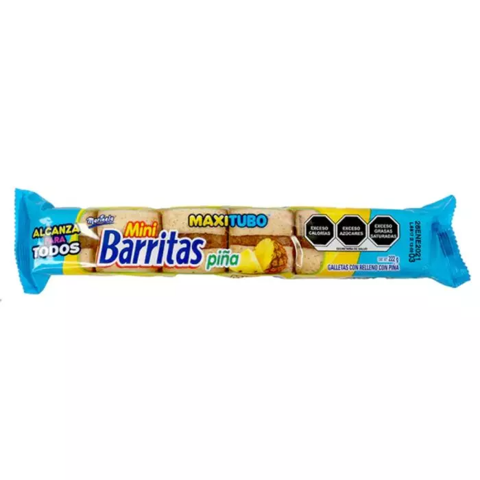 Galletas Tubo Barritas Piña 222 g, Marinela