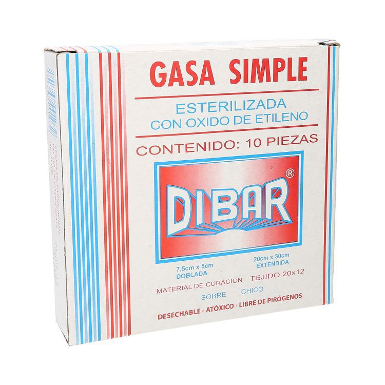 Gasa Simple Esterilizada 10 x 10 cm 10 pzas, Dibar