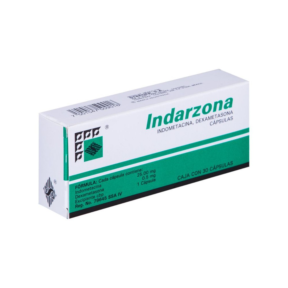 Indarzona 30 Cápsulas Lab. Streger (Indometacina 25.000 mg , Dexametasona 0.500 mg)