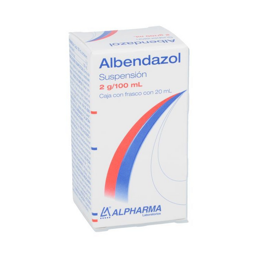 Albendazol Suspensión 20 ml, Lab. Alpharma (Albendazol 2 g / 100 ml)