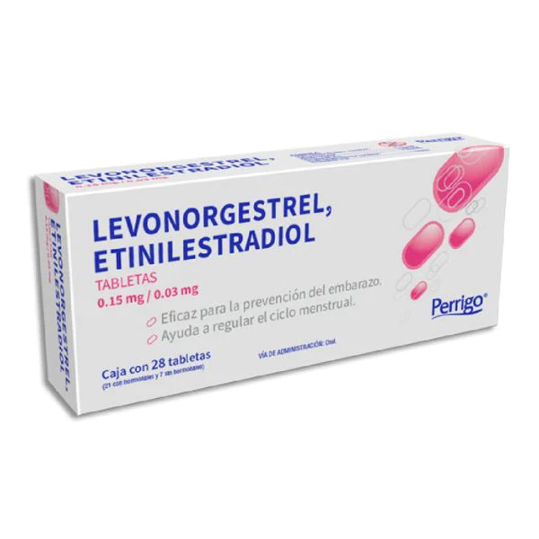 Levonogestrel y etinilestradiol 28 tabletas, Perrigo (Levonorgestrel 0.15 mg, Etinilestradiol 0.03 mg)