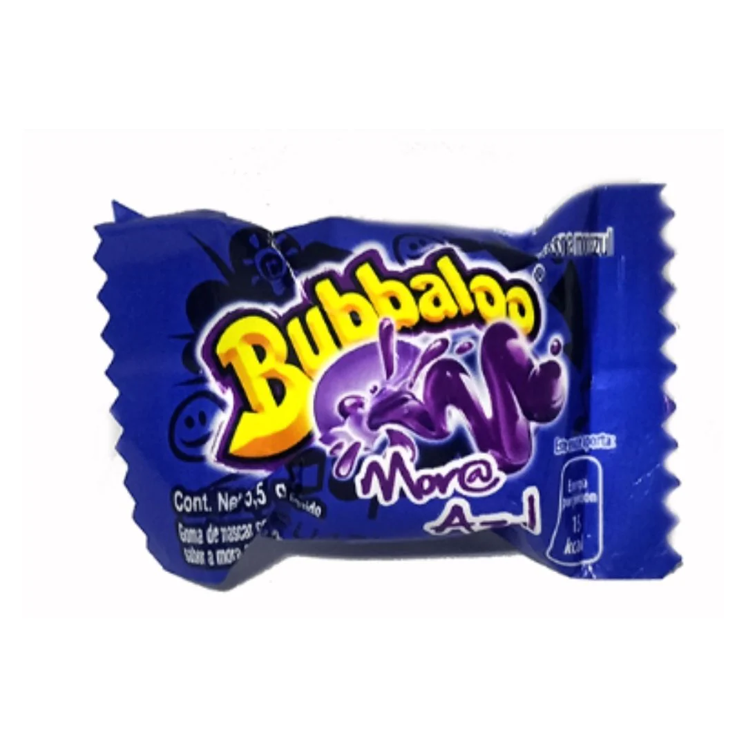 Chicle Bubbaloo Mora Azul 1 pza, Adams