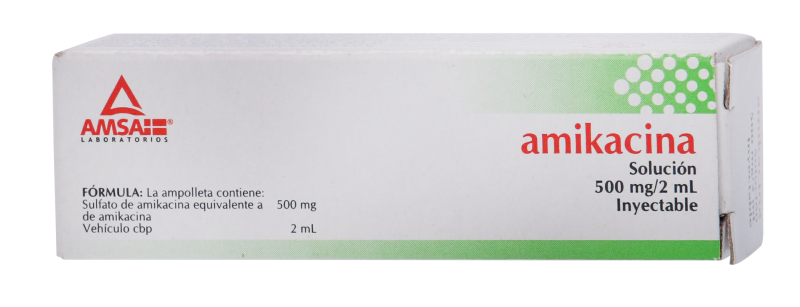 Amikacina 1 amp. de 2 ml Solución (inyectable) Lab. AMSA (Amikacina 500.000 mg / 2 ml)