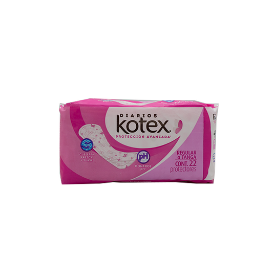 Protectores diarios Kotex Regular o Tanga 22 protectores, Kimberly-Clark