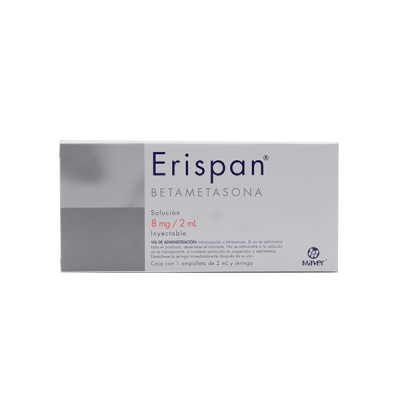 Erispan 1 Amp. 2 ml y Jeringa Solución (inyectable) Lab. Maver (Betametasona 8.000 mg / 2 ml)