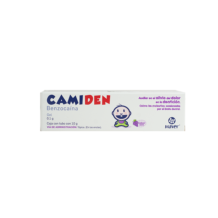 Camiden Gel sabor Uva 10 g, Lab. Maver (Benzocaína 0.100 g / 1 g)