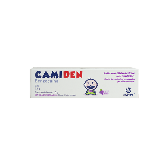 Camiden Gel sabor Uva 10 g, Lab. Maver (Benzocaína 0.100 g / 1 g)