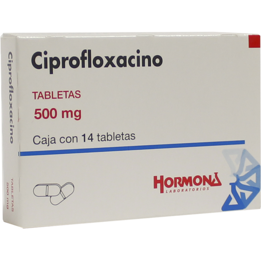 Ciprofloxacino 14 tabletas, Lab. Hormona (Ciprofloxacino 500 mg)