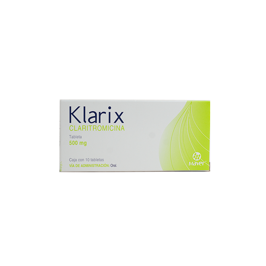 Klarix 10 tab. Tabletas Lab. Maver (Claritromicina 500.000 mg)