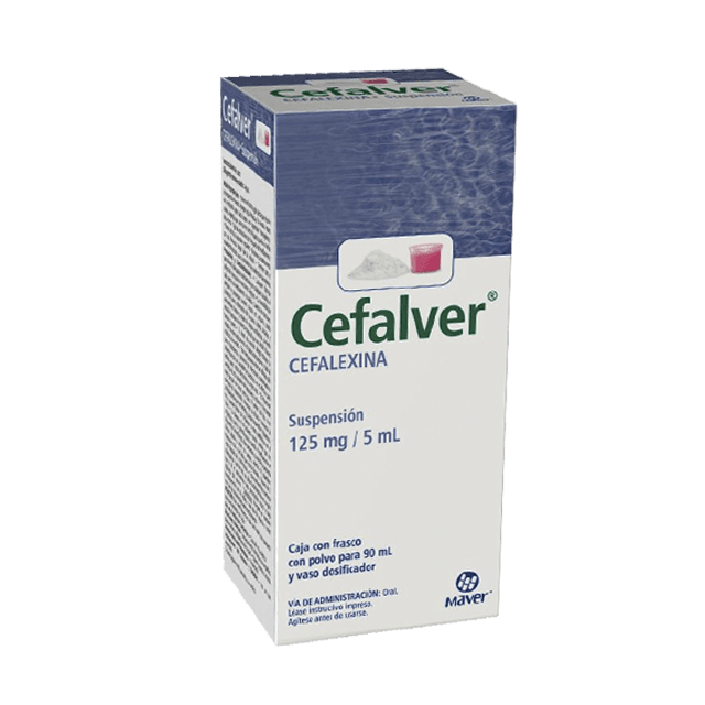 Cefalver suspensión 90 ml, Lab. Maver (Cefalexina 125 mg / 5 ml)