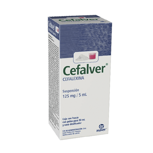 Cefalver suspensión 90 ml, Lab. Maver (Cefalexina 125 mg / 5 ml)