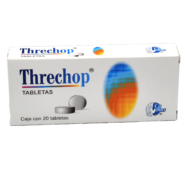 Threchop 20 Tabletas Lab. Collins (Carbón vegetal activado 200.000 mg , Diyodohidroxiquinoleína 200.000 mg , Furazolidona 50.000 mg , Homatropina 2.000 mg)