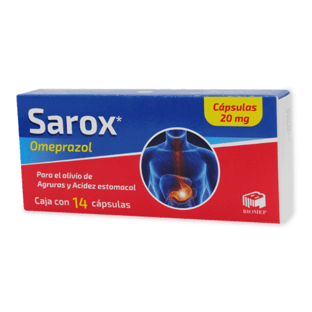 Sarox 14 cápsulas, Lab. Biomep (Omeprazol 20 mg)