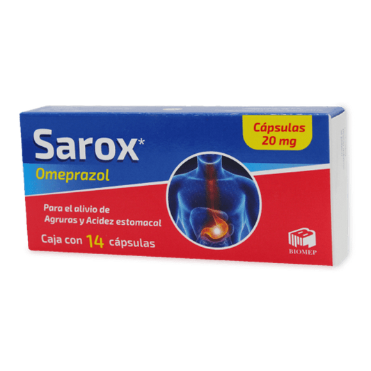 Sarox 14 cápsulas, Lab. Biomep (Omeprazol 20 mg)