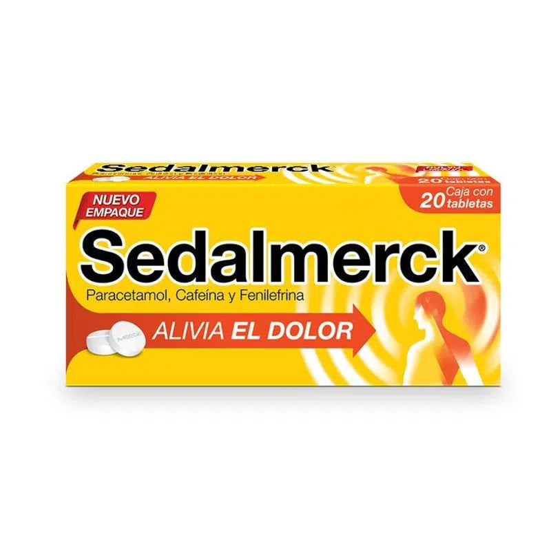 Sedalmerck 20 Tabletas Lab. Merck (Paracetamol 500.000 mg , Cafeína 50.000 mg , Fenilefrina 5.000 mg)