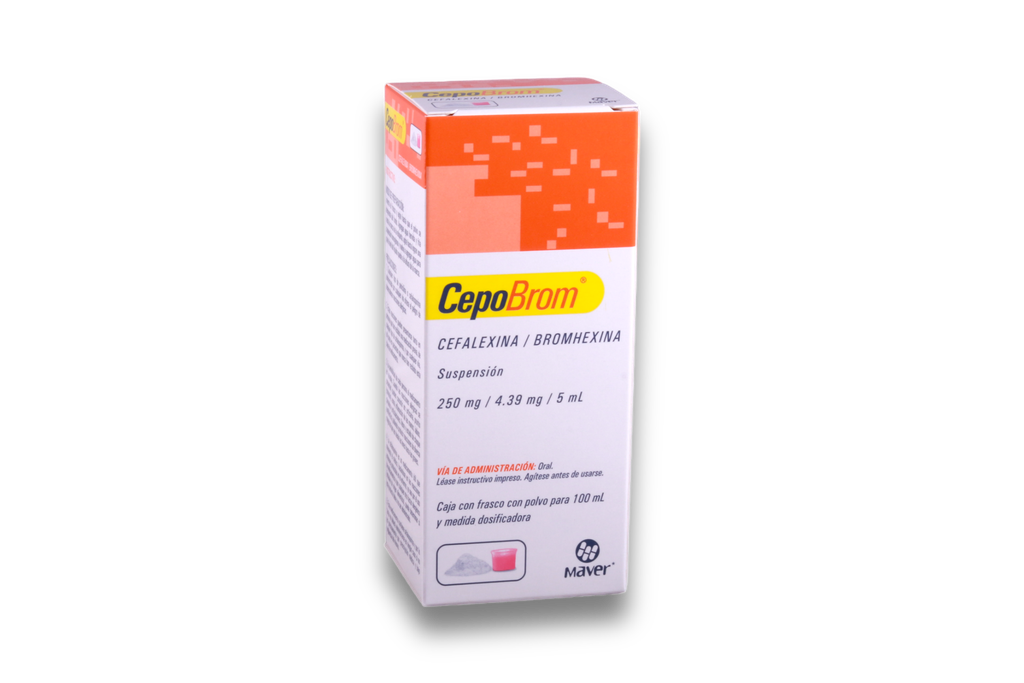 CepoBrom Suspensión Oral 100 ml, Lab. Maver (Cefalexina 250 mg, Bromhexina 4.39 mg / 5 ml)