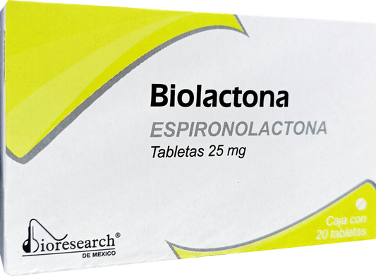 Biolactona 30 tabletas, Lab. Bioresearch (Espironolactona 25 mg)