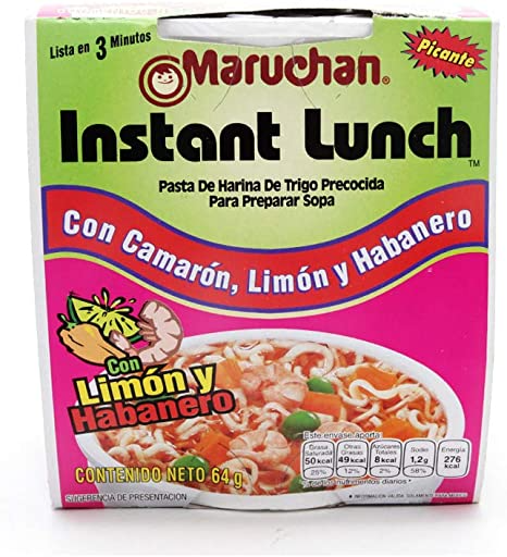 MARUCHAN INSTANT LUNCH CAMARON , LIMON Y HABANERO 64G