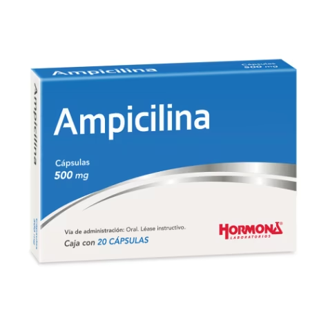 Ampicilina 20 cápsulas, Lab. Hormona (Ampicilina 500 mg)