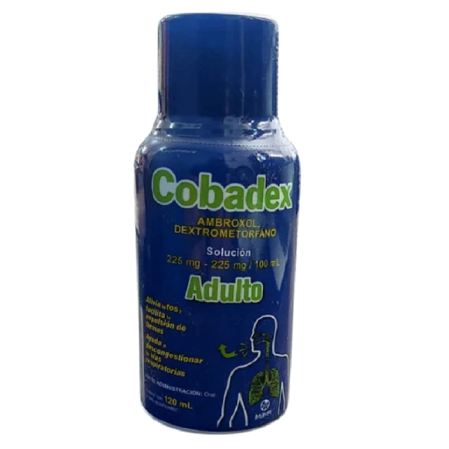 Cobadex adulto 120 ml Solución (oral) Lab. Maver (Ambroxol 225.000 mg / 100 ml , Dextrometorfano 225.000 mg / 100 ml)