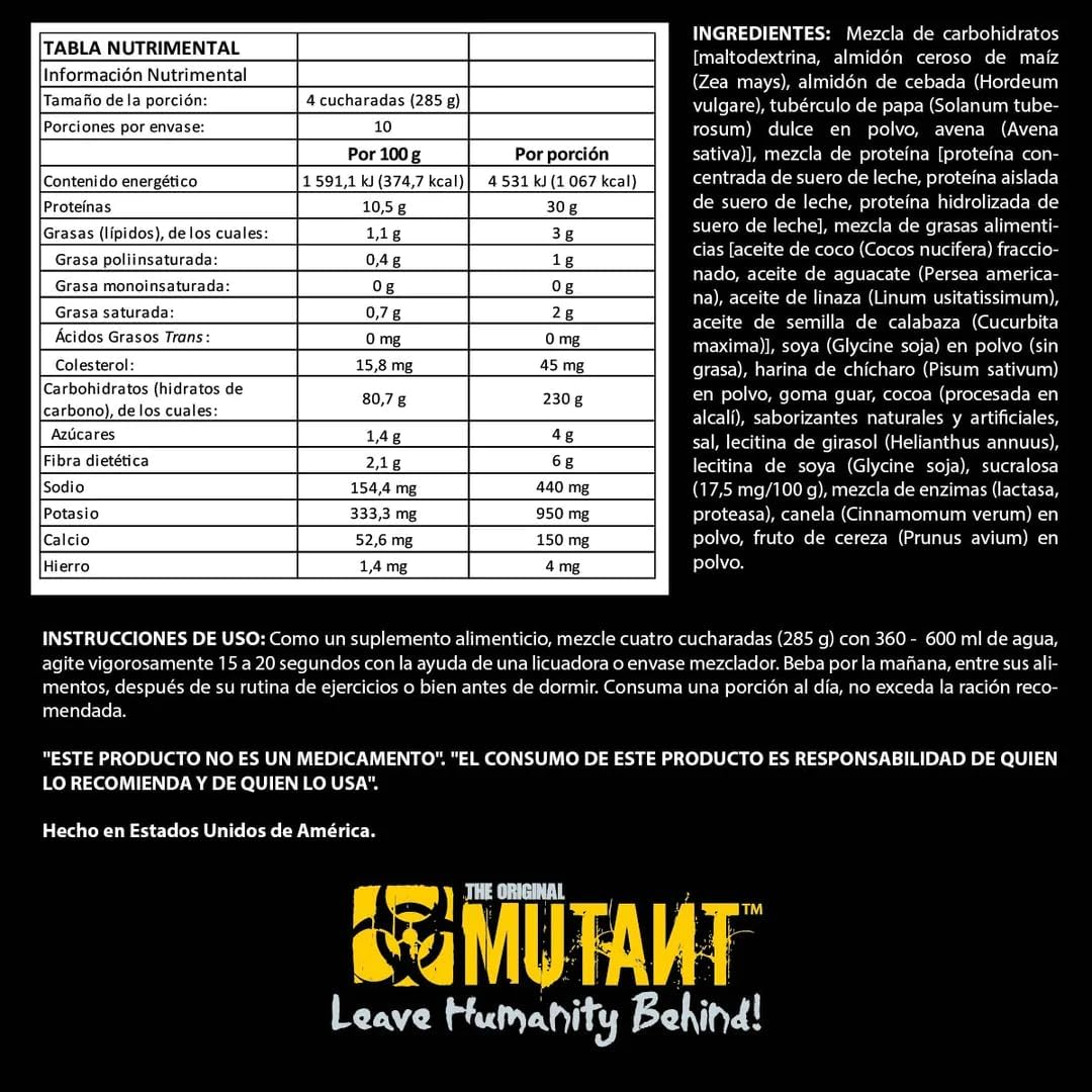 Mutant Mass Extreme 2500 Mutant 6 LB / 2.72 Kg 10 Serv.