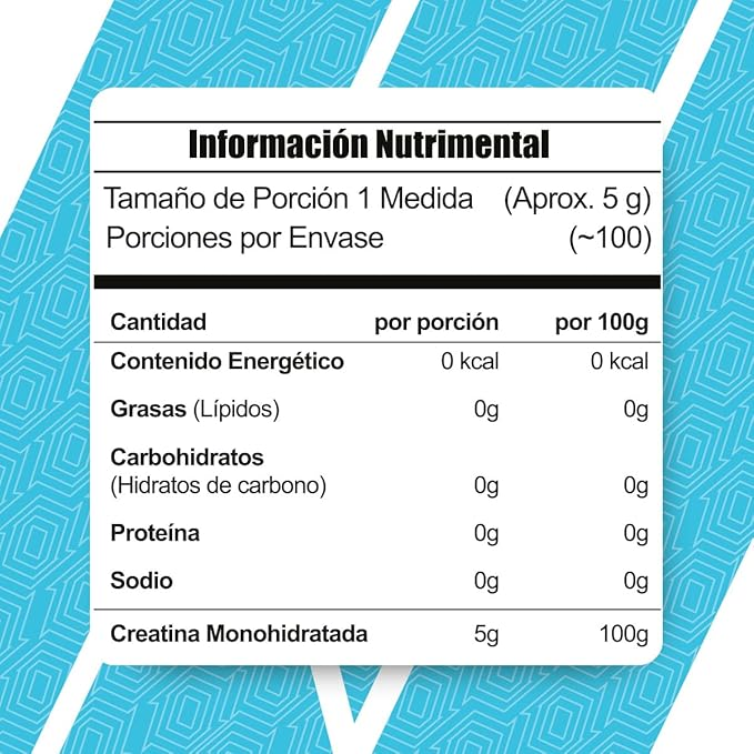 Meta Nutrition Creatina Monohidratada - 500 Gr, 100 Porciones