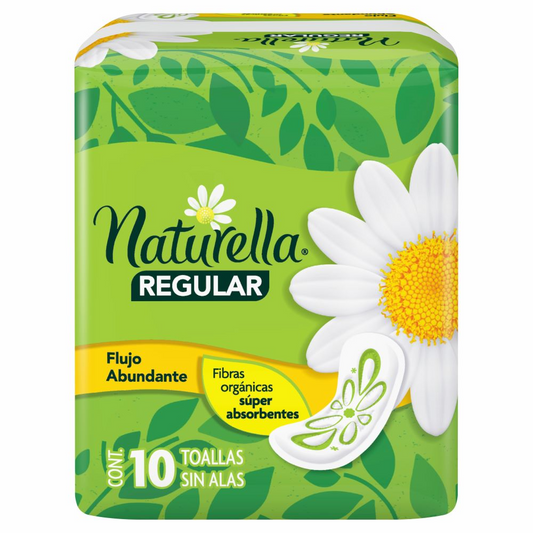 Toalla Naturella sin alas Manzanilla 10 toallas  P G