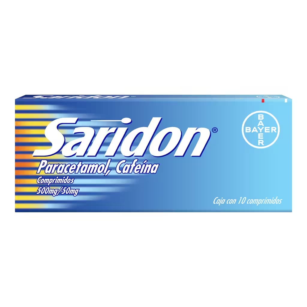 SARIDON 10 COMPRIMIDOS, LAB. BAYER ( PARACETAMOL 500 MG, CAFEINA 50MG)