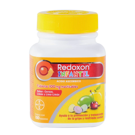 Redoxon Infantil 100 tabletas masticables, Lab. Bayer (Ácido Ascórbico 100 mg)