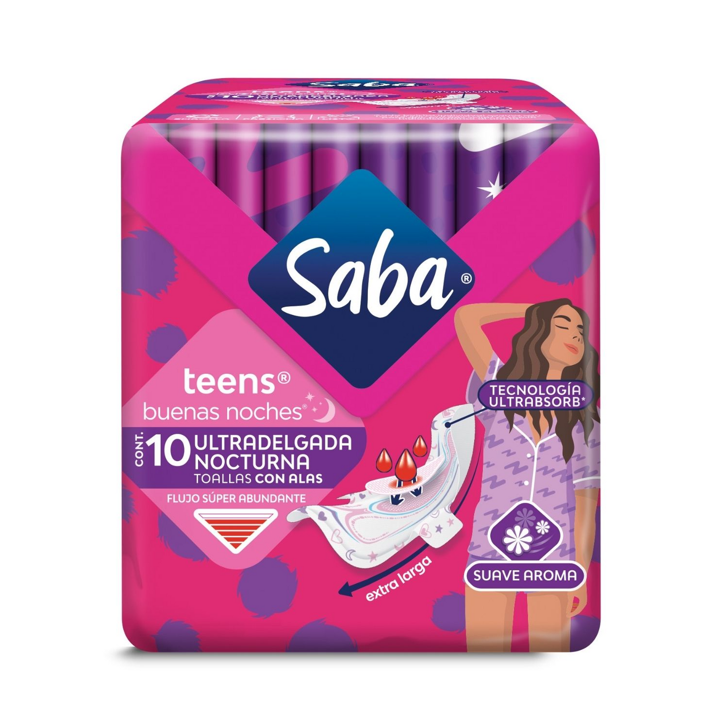 Saba Teens Nocturna con alas 12 toallas