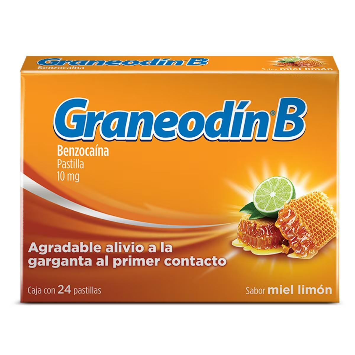 Graneodín B Miel / Limón 24 Pastillas Lab. Bristol-Myers (Benzocaina 10.000 mg)