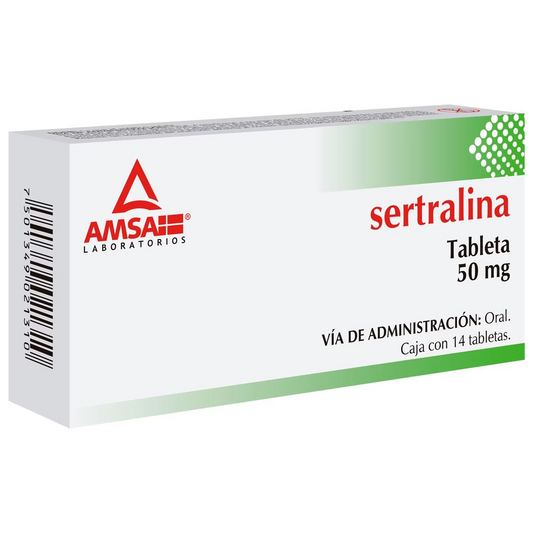 Sertralina 14 tabletas, Lab. AMSA (Sertralina 50 mg)