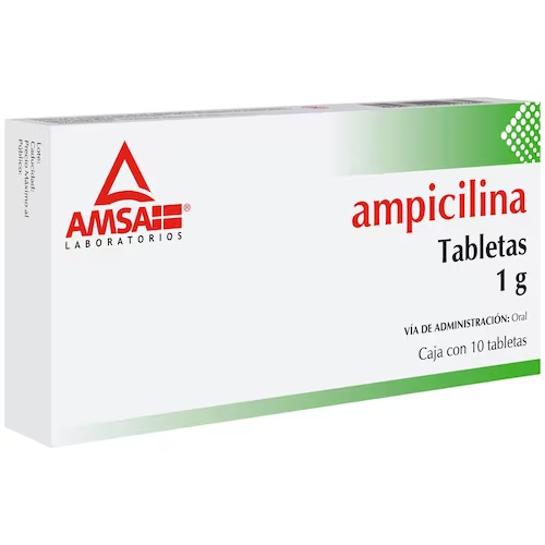 Ampicilina 10 tabletas, Lab. AMSA (Ampicilina 1 g)