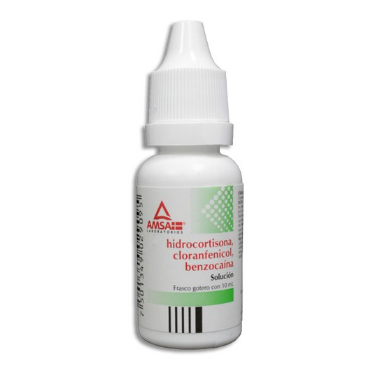 Hidrocortisona, Cloranfenicol, Benzocaína Solución Ótica 10 ml, Lab. AMSA