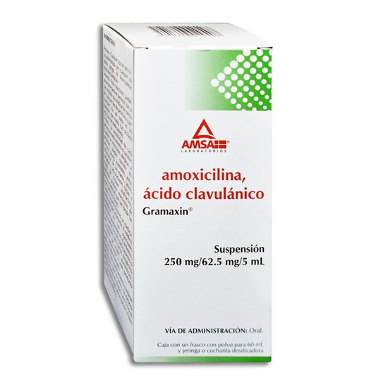 Amoxicilina, Ácido Clavulánico 60 ml, Lab. AMSA (Amoxicilina 250 mg, Ácido Clavulánico 62.5 mg / 5 ml)